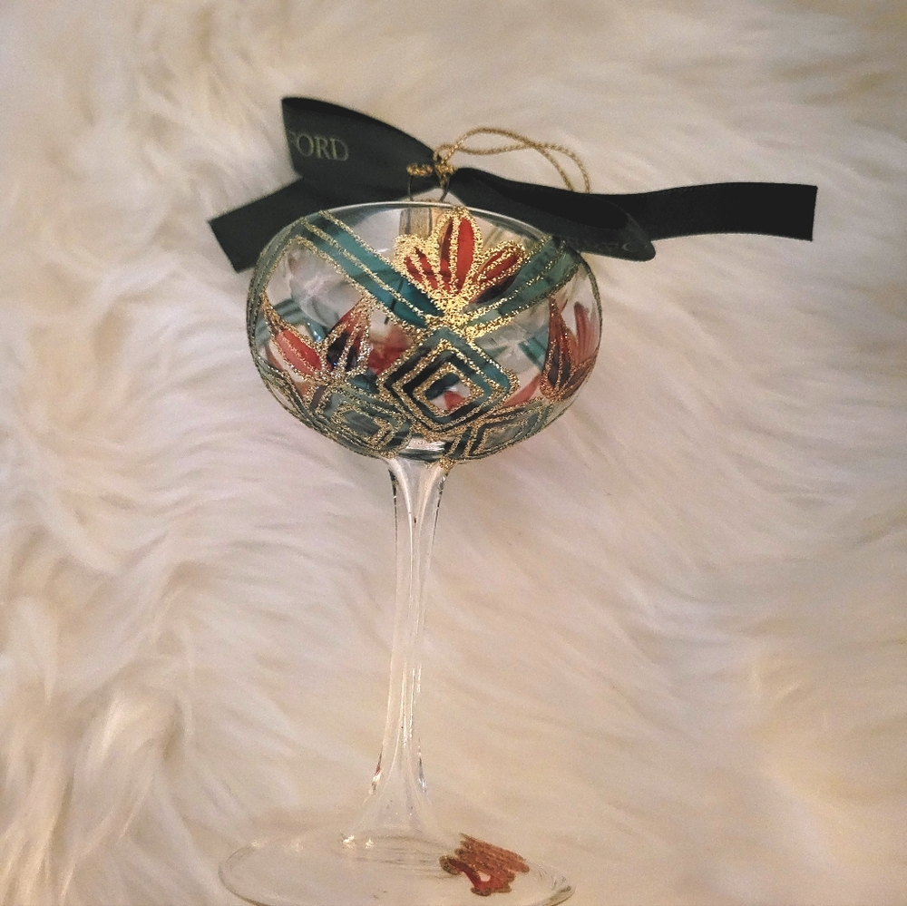 Waterford 2000/2001 Elegant Toasting Ornament with Ribbon